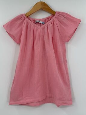 NWT La Paloma Cotton Gauze Gathered Neck Dress | Pink | Girl’s 2-3Y
